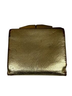 Solar West Germany Vintage Kiss Lock Gold Leather Womens Wallet Change Purse
